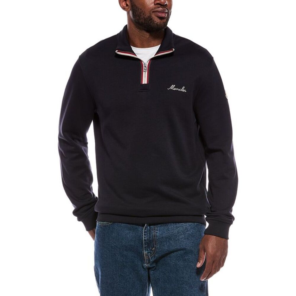 Moncler Mens 1/4-Zip Sweater, Blue